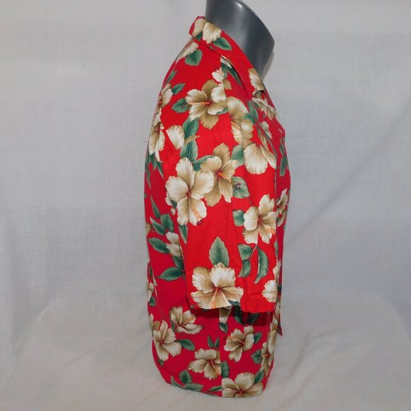 VTG KY's International Fashion Red White Hibiscus Floral Hawaiian Shirt Mens S - Picture 6 of 9